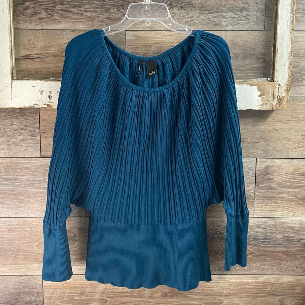 New Directions Women’s Ribbed Knit Sweater Size Large Teal Blue Long Pullover - Picture 4 of 7